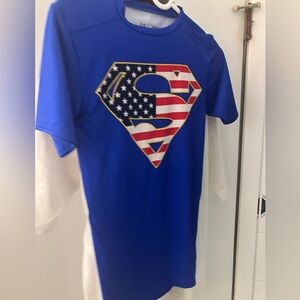 Superman x Under Armour athletic brand Compression performance shirt size small